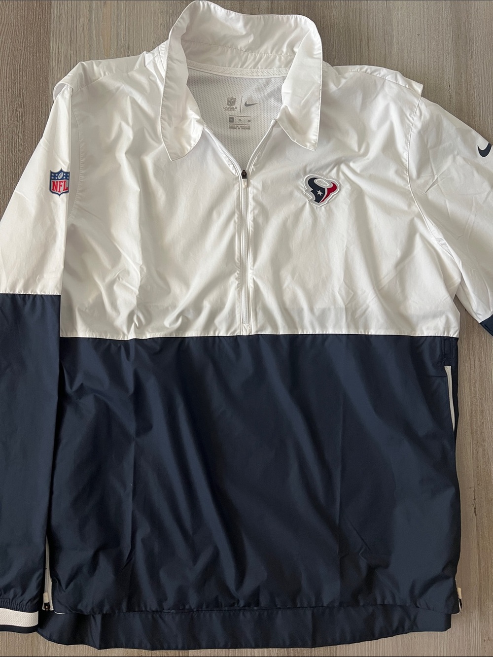 Nike White and Navy Houston Texans Quarter-Zip Pullover